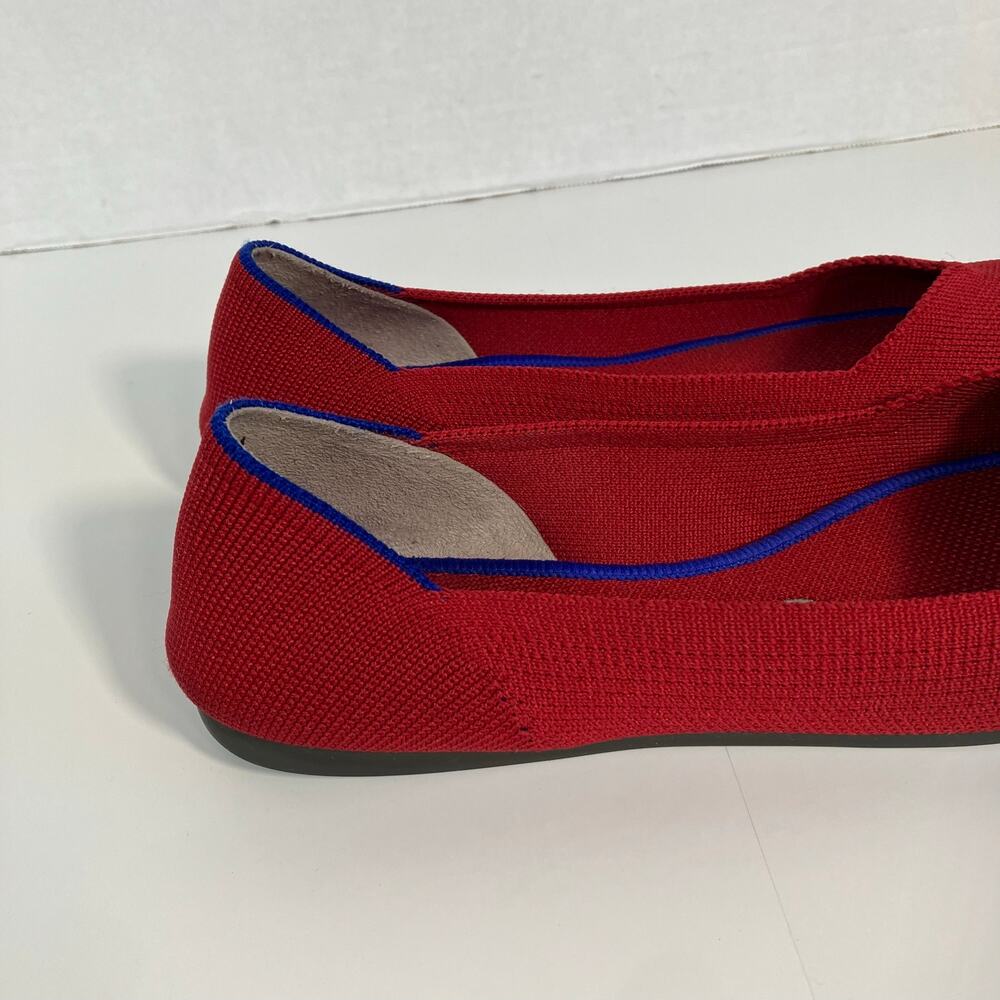 Rothy's The Point Bright Red Knit Fabric Pointed Toe Slip On Ballet Flats - Picture 10 of 16